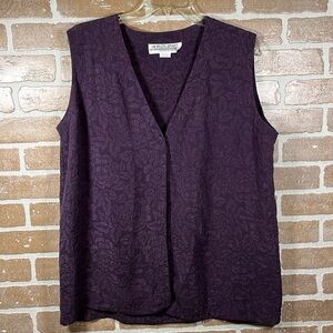 Worlds Apart 100% Silk Blouse Textured Button front women's L Sleeveless *flaw